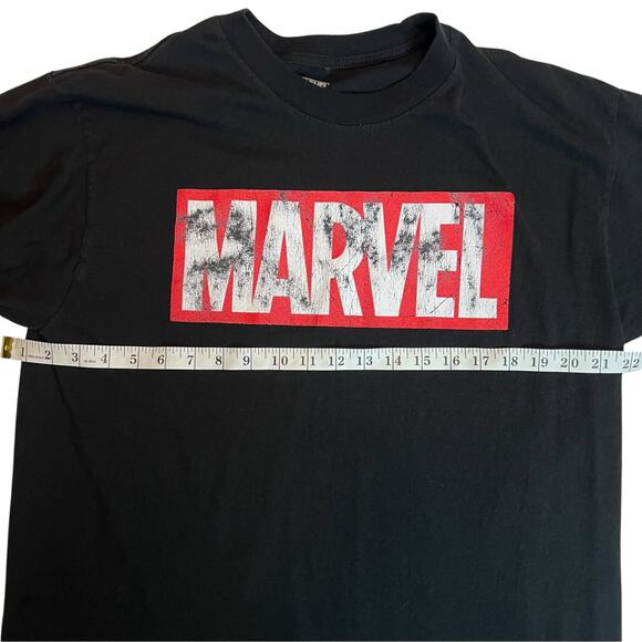 Marvel Distressed Red & White Logo Black T-Shirt Men Size Large Tall Graphic Tee - Picture 8 of 9